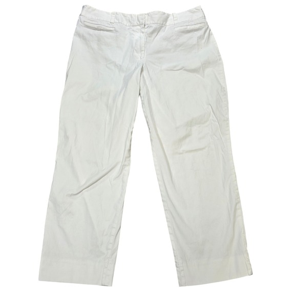 Talbots Pants - Talbots The Perfect Crop Curvy Pants Women's Size 12 White Cotton Blend Chino
